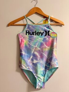 Hurley Girls One-Piece Swimsuit in Pastel Tie-Dye. Size 8/10